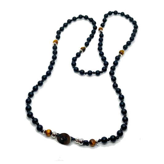 Collana Dharma M0015 Onice e occhio di tigre